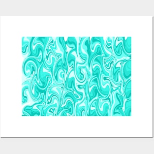 Marble Swirl Texture - Ocean Blue Tones Posters and Art